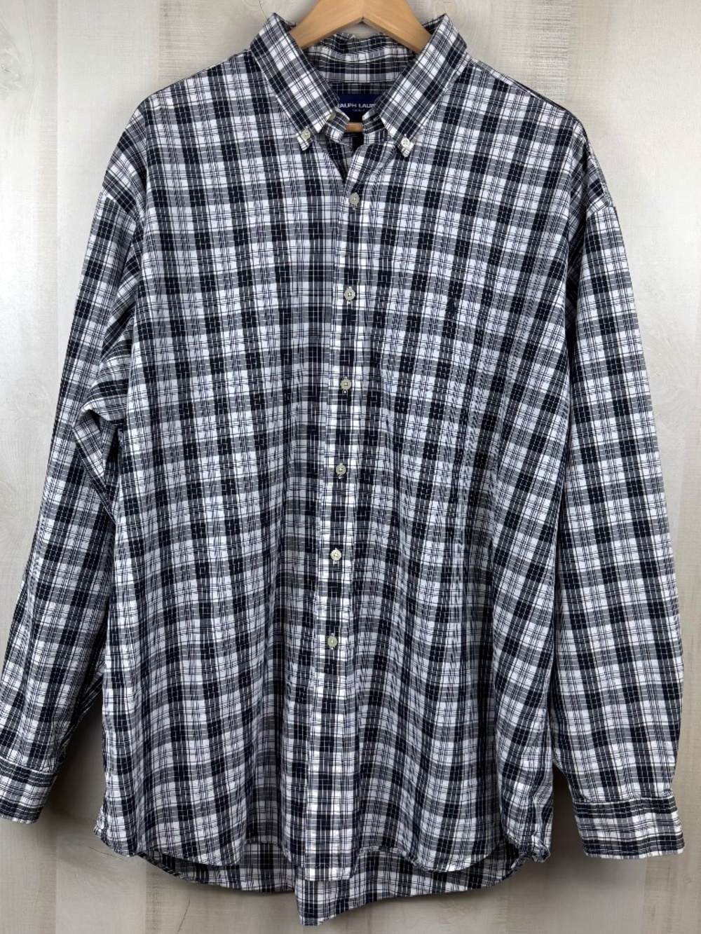 Ralph Lauren Golf Men’s Long Sleeve Button Up Blake Shirt Black White Plaid XXL